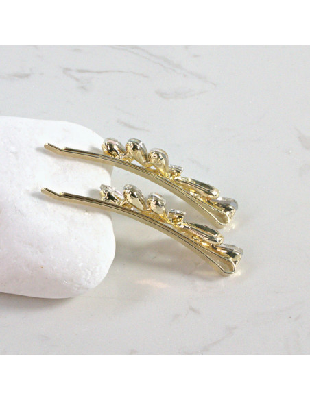 Wsuwka do włosów kokarda z kryształkami BEZBARWNY 2 szt. Lolita Akcesoria