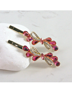 Wsuwka do włosów kokarda z kryształkami CZERWONY 2 szt.... 2