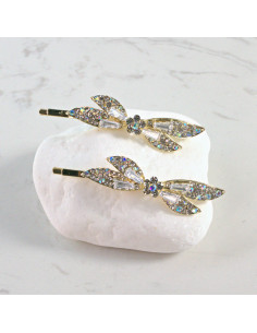 Wsuwka do włosów kokardka z kryształkami SREBRNY 2 szt....