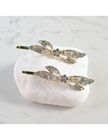 Wsuwka do włosów kokardka z kryształkami SREBRNY 2 szt. Lolita Akcesoria