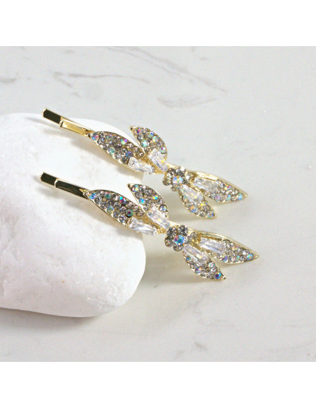 Wsuwka do włosów kokardka z kryształkami SREBRNY 2 szt. Lolita Akcesoria