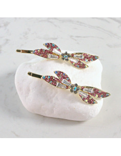 Wsuwka do włosów kokardka z kryształkami RÓŻOWY 2 szt....