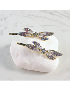 Wsuwka do włosów kokardka z kryształkami FIOLET 2 szt....