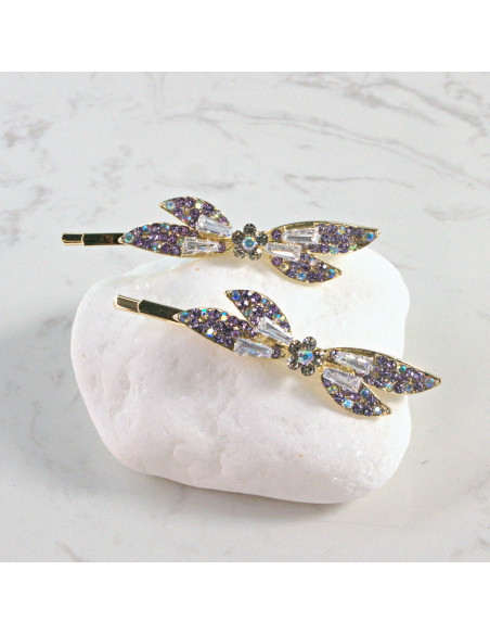 Wsuwka do włosów kokardka z kryształkami FIOLET 2 szt. Lolita Akcesoria