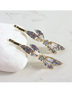 Wsuwka do włosów kokardka z kryształkami FIOLET 2 szt.... 2