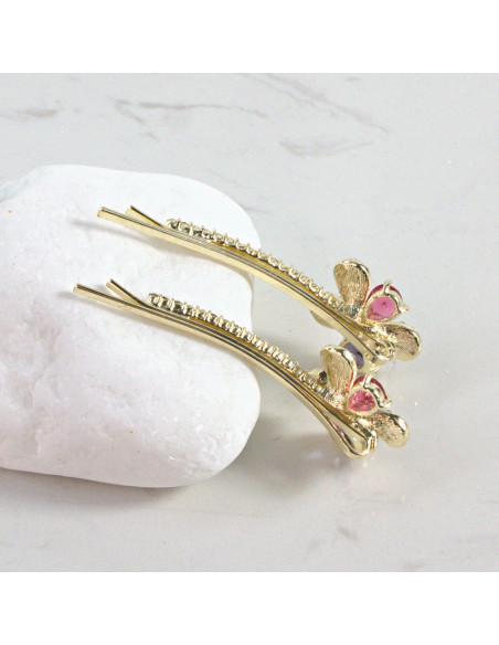 Wsuwka do włosów kwiatek 2 kryształki WIELOKOLOR 2 szt. Lolita Akcesoria