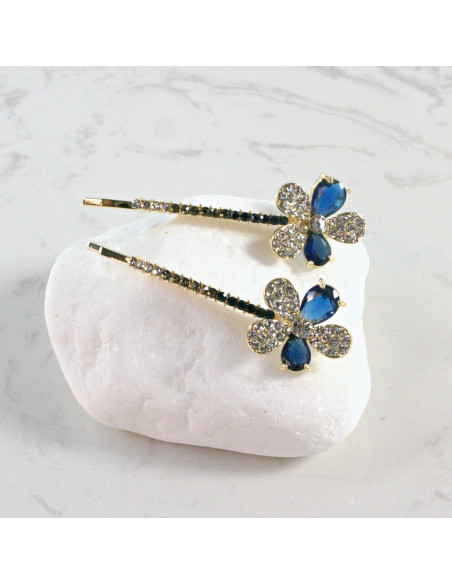 Wsuwka do włosów kwiatek 2 kryształki GRANAT 2 szt. Lolita Akcesoria