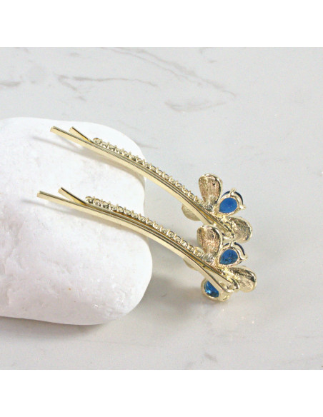 Wsuwka do włosów kwiatek 2 kryształki GRANAT 2 szt. Lolita Akcesoria