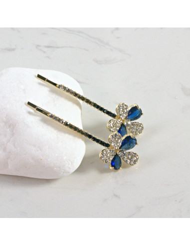 Wsuwka do włosów kwiatek 2 kryształki GRANAT 2...