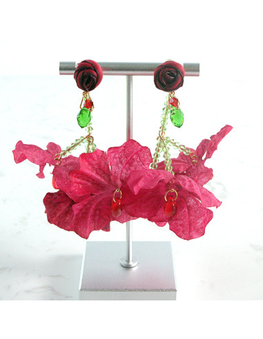 Kolczyki KWIATKI KWIATUSZKI BOHO MAXI KWIATY...