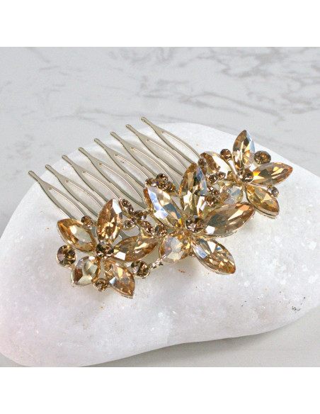 GRZEBIEŃ wsuwany do włosów wtykowy ozdobny diamenty Lolita Akcesoria ZŁOTY