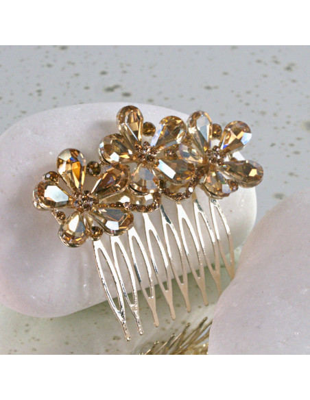 GRZEBIEŃ wsuwany do włosów wtykowy ozdobny diamenty Lolita Akcesoria ZŁOTY