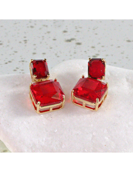 Kolczyki KAMIENIE CZERWONE  BRYLANTY