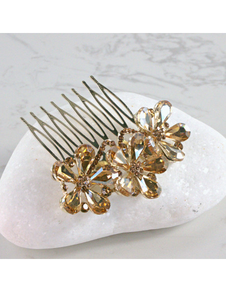 GRZEBIEŃ wsuwany do włosów wtykowy ozdobny diamenty Lolita Akcesoria ZŁOTY