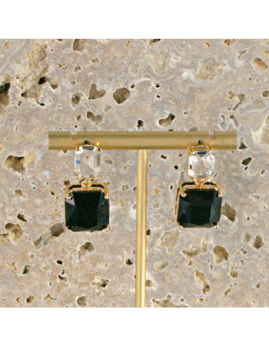 Kolczyki KAMIENIE ELEGANCKIE CZARNE  BRYLANTY