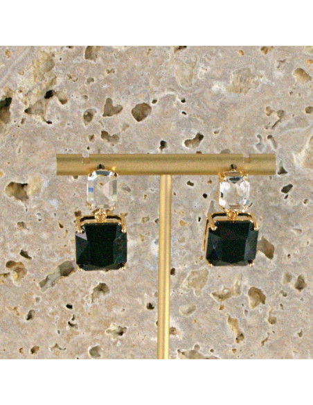 Kolczyki KAMIENIE ELEGANCKIE CZARNE  BRYLANTY