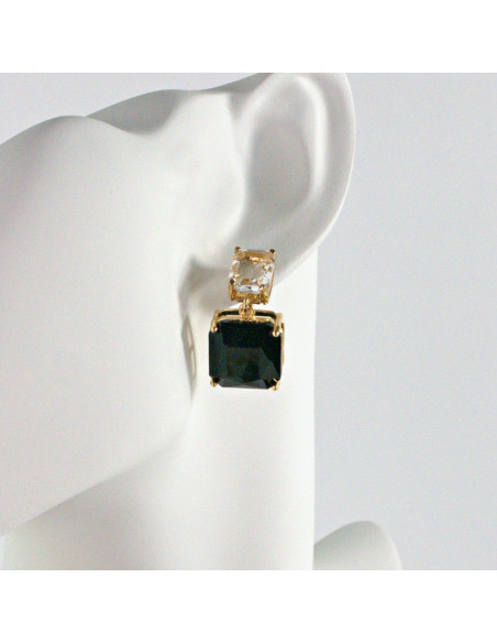 Kolczyki KAMIENIE ELEGANCKIE CZARNE  BRYLANTY