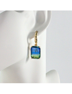 Kolczyki KAMIENIE ELEGANCKIE NIEBIESKIE CIENIOWANE BRYLANTY