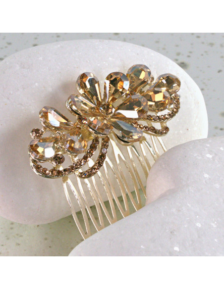 GRZEBIEŃ wsuwany do włosów wtykowy ozdobny diamenty Lolita Akcesoria ZŁOTY