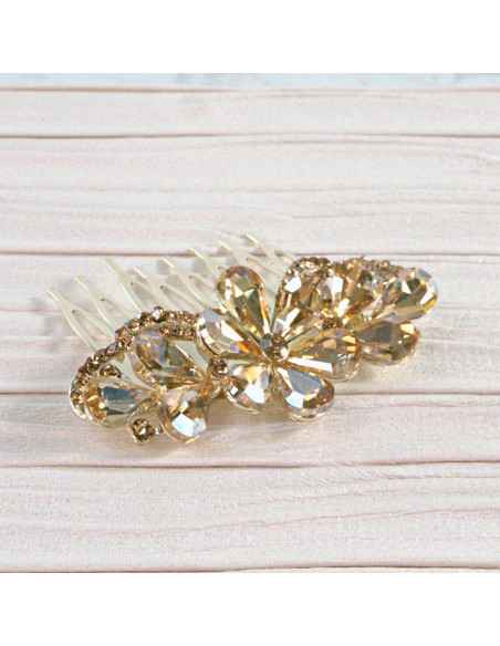 GRZEBIEŃ wsuwany do włosów wtykowy ozdobny diamenty Lolita Akcesoria ZŁOTY