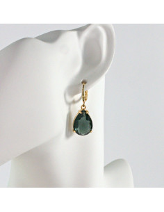 Kolczyki KAMIENIE ELEGANCKIE GRAFITOWE ŁEZKI