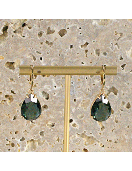 Kolczyki KAMIENIE ELEGANCKIE GRAFITOWE ŁEZKI