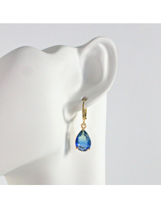 Kolczyki KAMIENIE ELEGANCKIE CIENIOWANE NIEBIESKIE ŁEZKI