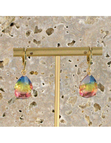 Kolczyki KAMIENIE ELEGANCKIE CIENIOWANE ŁEZKI