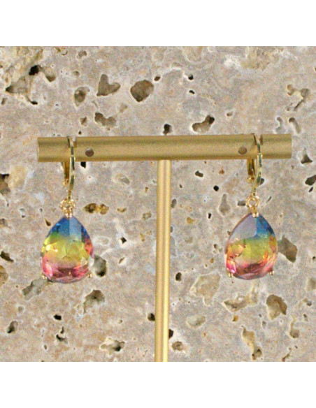 Kolczyki KAMIENIE ELEGANCKIE CIENIOWANE ŁEZKI