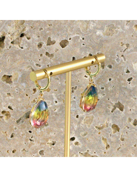 Kolczyki KAMIENIE ELEGANCKIE CIENIOWANE ŁEZKI
