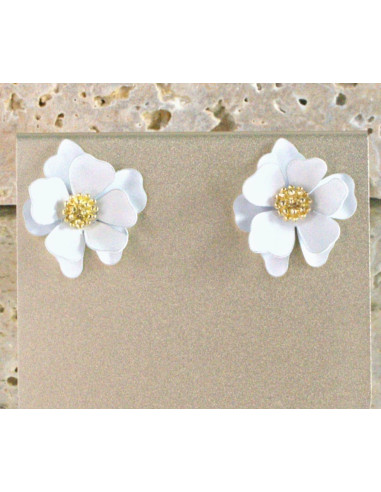Kolczyki ELEGANCKIE  BIAŁE KWIATKI srebrny...