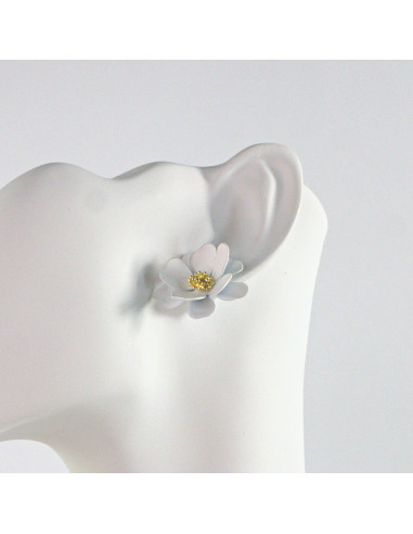 Kolczyki ELEGANCKIE  BIAŁE KWIATKI srebrny...