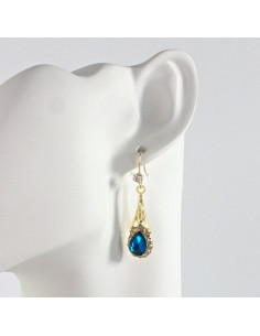 Kolczyki elegancie turkusowe Łezki srebrny sztyft