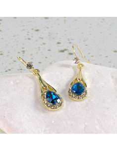 Kolczyki elegancie turkusowe Łezki srebrny sztyft 2