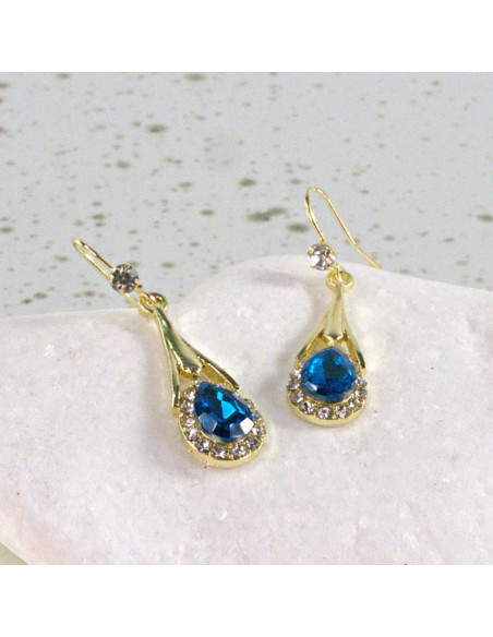 Kolczyki elegancie turkusowe Łezki srebrny sztyft