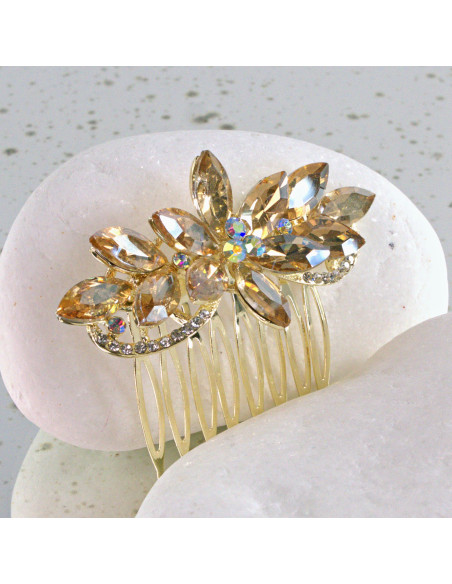 GRZEBIEŃ wsuwany do włosów wtykowy ozdobny diamenty Lolita Akcesoria ZŁOTY
