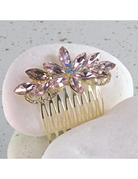 GRZEBIEŃ wsuwany do włosów wtykowy ozdobny diamenty Lolita Akcesoria RÓŻOWY