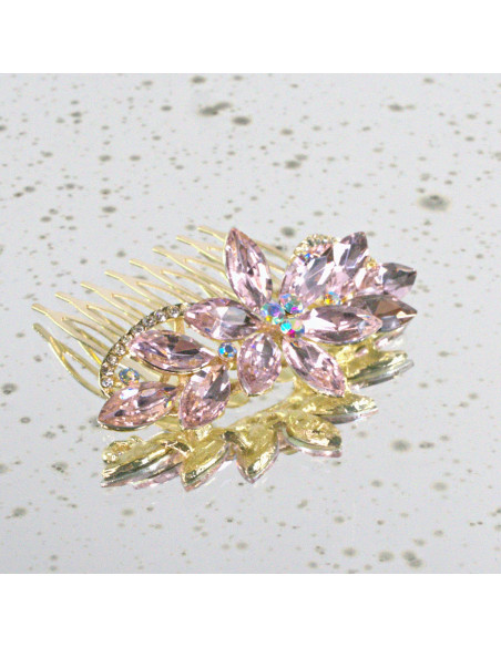 GRZEBIEŃ wsuwany do włosów wtykowy ozdobny diamenty Lolita Akcesoria RÓŻOWY