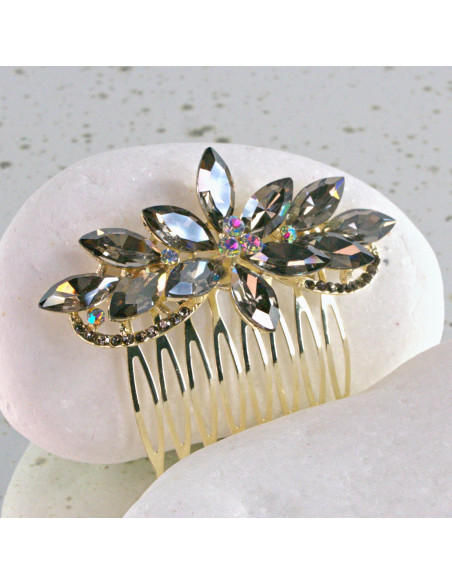 GRZEBIEŃ wsuwany do włosów wtykowy ozdobny diamenty Lolita Akcesoria GRAFIT