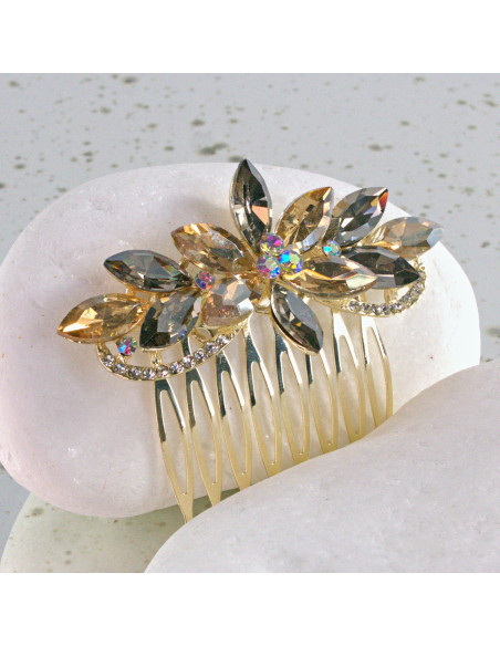 GRZEBIEŃ wsuwany do włosów wtykowy ozdobny diamenty Lolita Akcesoria GRAFIT
