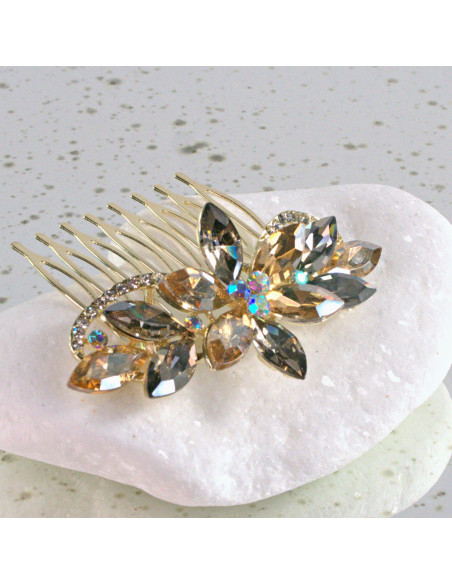 GRZEBIEŃ wsuwany do włosów wtykowy ozdobny diamenty Lolita Akcesoria GRAFIT