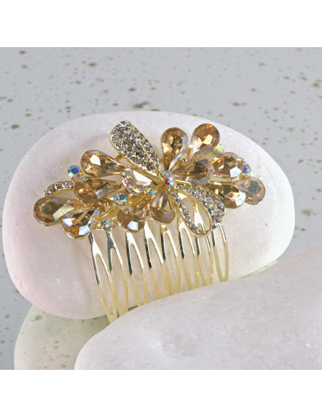 GRZEBIEŃ wsuwany do włosów wtykowy ozdobny diamenty Lolita Akcesoria ZŁOTY