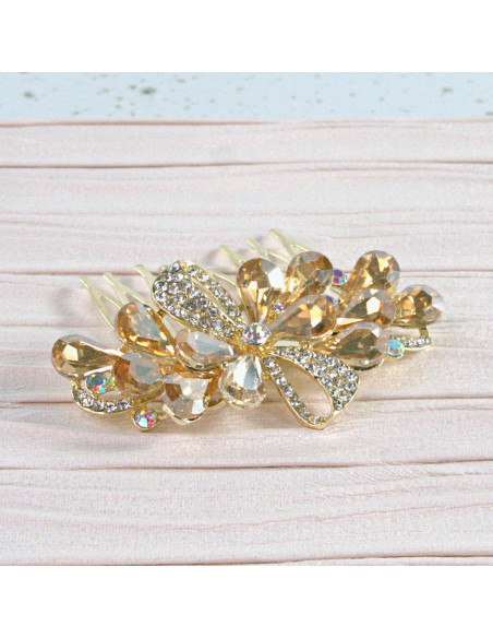 GRZEBIEŃ wsuwany do włosów wtykowy ozdobny diamenty Lolita Akcesoria ZŁOTY