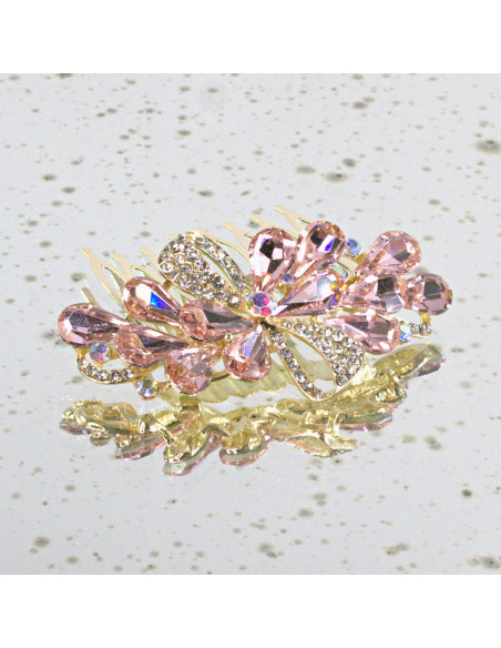 GRZEBIEŃ wsuwany do włosów wtykowy ozdobny diamenty Lolita Akcesoria RÓŻOWY