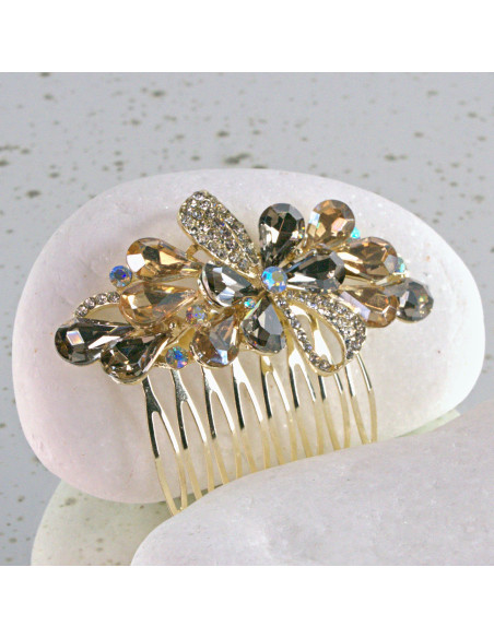 GRZEBIEŃ wsuwany do włosów wtykowy ozdobny diamenty Lolita Akcesoria GRAFIT