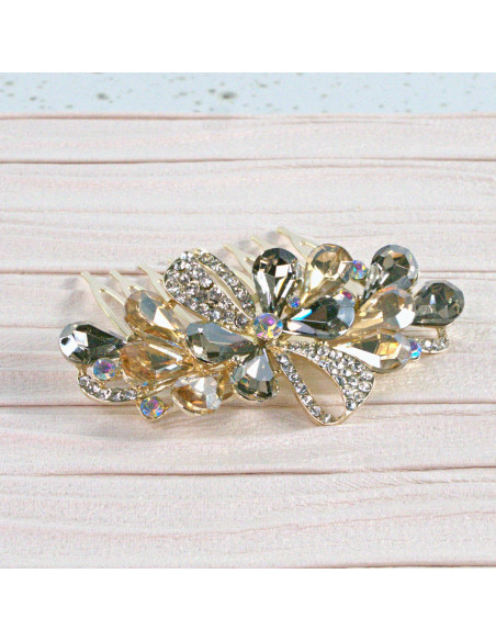 GRZEBIEŃ wsuwany do włosów wtykowy ozdobny diamenty Lolita Akcesoria GRAFIT