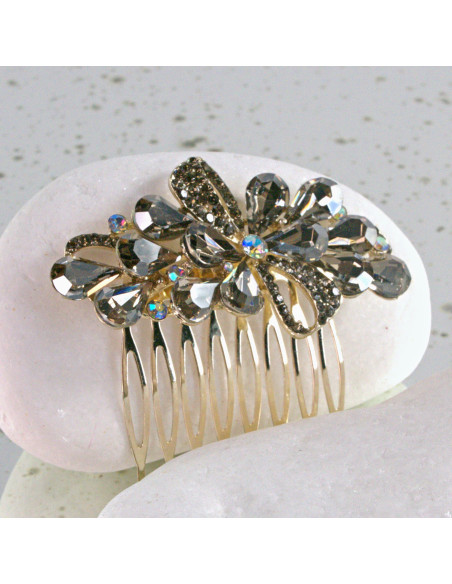 GRZEBIEŃ wsuwany do włosów wtykowy ozdobny diamenty Lolita Akcesoria GRAFIT