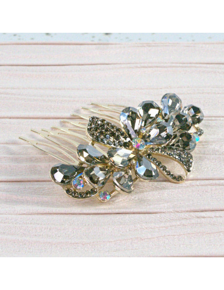 GRZEBIEŃ wsuwany do włosów wtykowy ozdobny diamenty Lolita Akcesoria GRAFIT