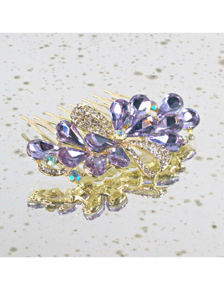 GRZEBIEŃ wsuwany do włosów wtykowy ozdobny diamenty Lolita Akcesoria FIOLET