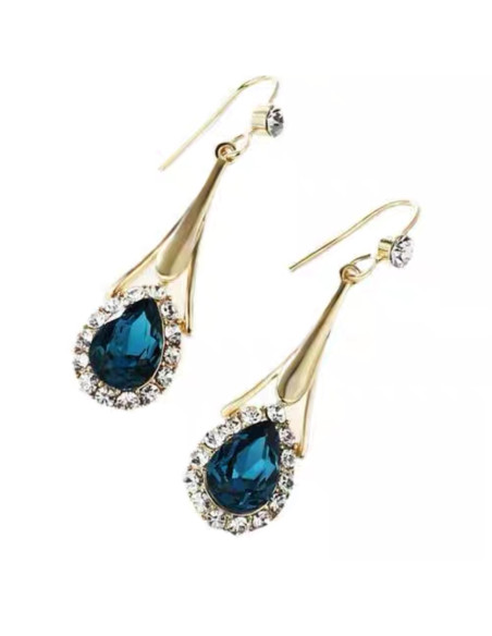 Kolczyki elegancie turkusowe Łezki srebrny sztyft